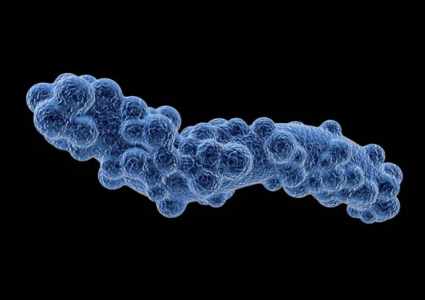Organische Vorm Virus Model Geïsoleerd Zwarte Achtergrond Medische Weergave Illustratie — Stockfoto