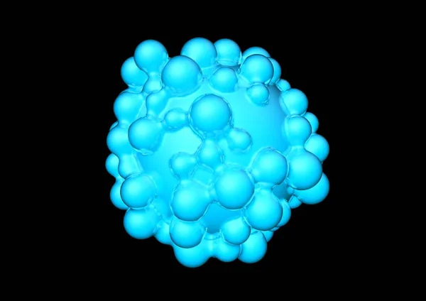 Siyah Zemin Üzerinde Izole Edilmiş Organik Şekilli Virüs Modeli Tıbbi — Stok fotoğraf