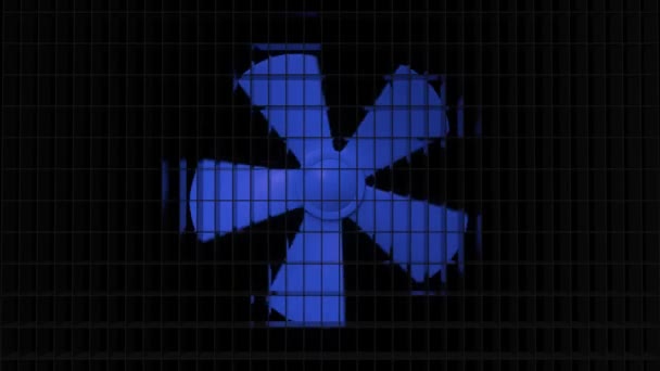 Hélice Plástico Azul Girando Detrás Rejilla Plástico Negro Aire Acondicionado — Vídeo de stock