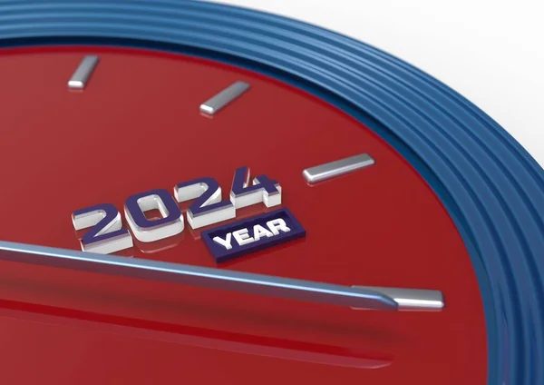 Zegar Pokazuje Nowy Lub Bieżący Rok 2024 Godzina Lub Minuta — Zdjęcie stockowe