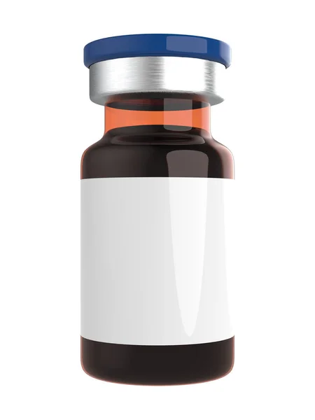 Medicijnflessen Voor Injectie Medisch Bruine Glazen Injectieflacons Met Blauwe Doppen — Stockfoto