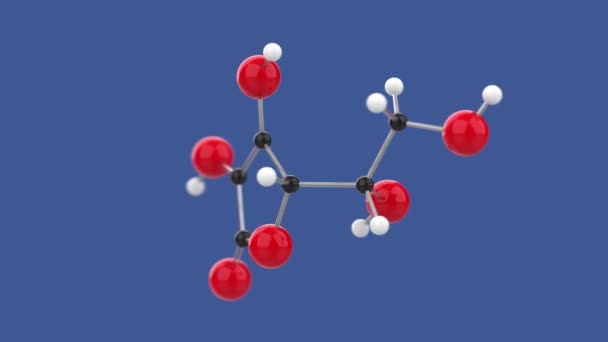 Vitamin Ascorbinsäure Molekül Struktur Schleifenanimation Drehen Auf Blauem Hintergrund Infinite — Stockvideo