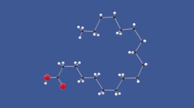 Alfa-linolenik asit, Omega 3 ALA 3D molekül yapı döngüsü animasyonu, mavi arkaplanda dönüyor, 4k sonsuz döngü oluşturucu