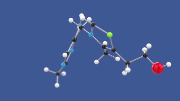 Vitamin Tiamin Eller Aneurin Molekyl Struktur Loop Animation Spinning Blå — Stockvideo