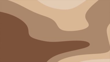 Akışkan dalgalar arka plan, düz kağıt kesim tasarımı. Kahve renkli sıvı gradyanlar. Kusursuz döngü 4k canlandırması.