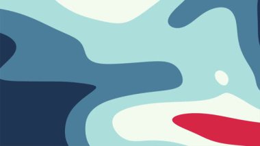 Akışkan dalgalar arka plan, düz kağıt kesim tasarımı. Yunanistan deniz boyalı sıvı eğimleri. Kusursuz döngü 4k canlandırması.