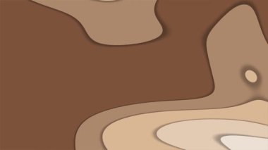 Akışkan dalgalar arka plan, düz kağıt kesim tasarımı. Kahve renkli sıvı gradyanlar. Kusursuz döngü 4k canlandırması.