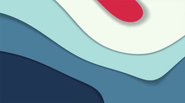 Akışkan dalgalar arka plan, düz kağıt kesim tasarımı. Yunanistan deniz boyalı sıvı eğimleri. Kusursuz döngü 4k canlandırması.