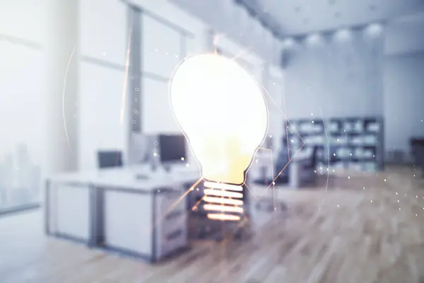 Double Exposure Creative Light Bulb Hologram Modern Corporate Office Background Royalty Free Stock Photos