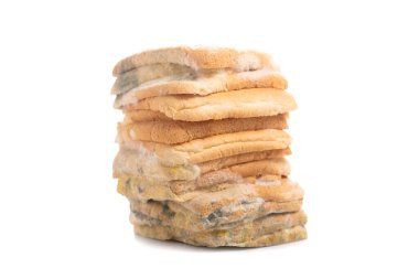 A stack of moldy bread, symbolizing spoiled food. The image highlights the risks of consuming moldy bread, emphasizing the health hazards associated with eating expired or contaminated food clipart