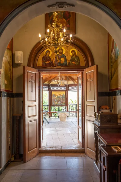 Kfar Cana Febrero 2023 Interior Iglesia Ortodoxa Griega San Jorge — Foto de Stock