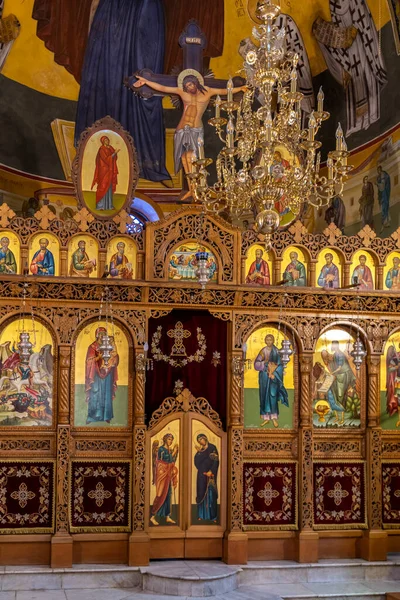 Kfar Cana Febrero 2023 Interior Iglesia Ortodoxa Griega San Jorge —  Fotos de Stock