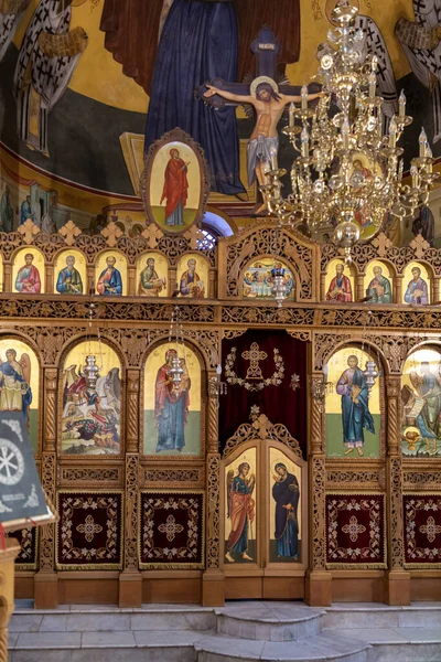 Kfar Cana Febrero 2023 Interior Iglesia Ortodoxa Griega San Jorge — Foto de Stock