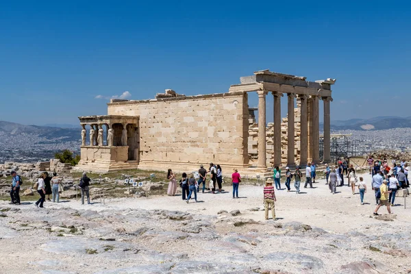 Athens Greece April 2023 Erechtheion Temple Athena Polias Acropolis Hill — Stock Photo, Image