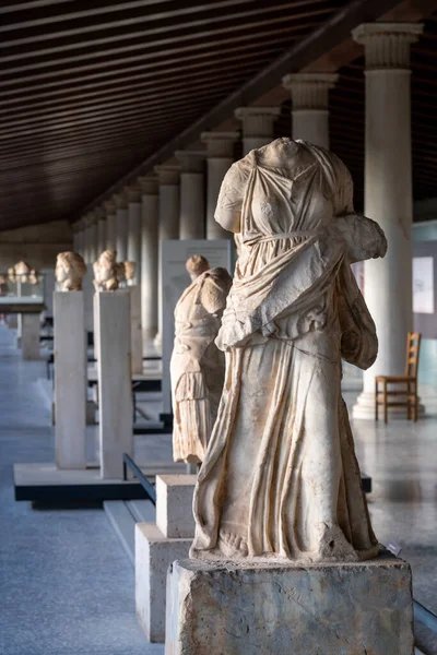 Atenas Grecia Abril 2023 Estatua Edificio Stoa Attalos Ágora Antiguo — Foto de Stock