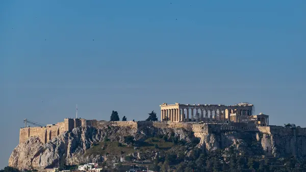 Vista Dell Acropoli Con Partenone Atene Grecia Mattino — Foto Stock
