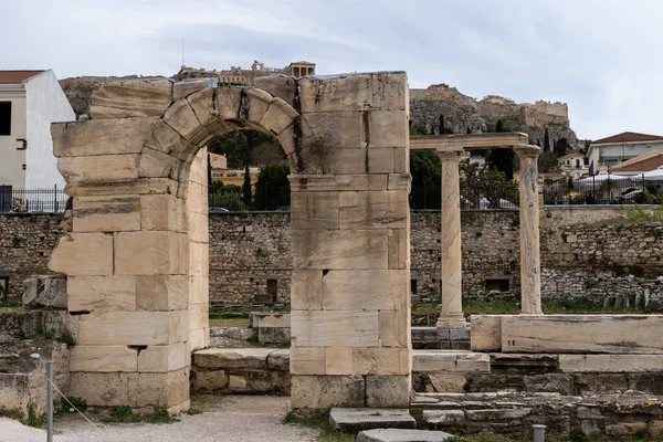 Ruïnes Van Bibliotheek Van Hadrianus Bij Het Monastiraki Plein Athene — Stockfoto