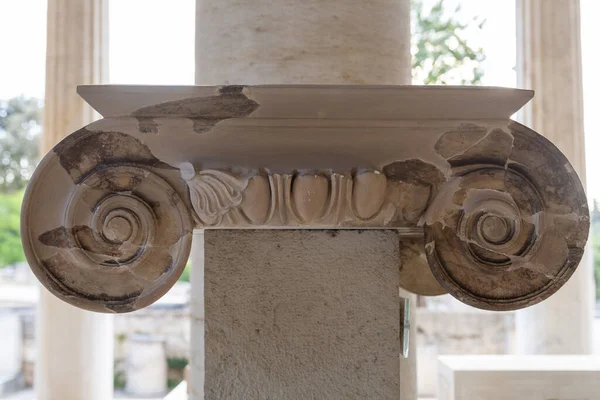Antichità Intagliate Presso Stoa Attalos Presso Antica Agorà Atene Grecia — Foto Stock