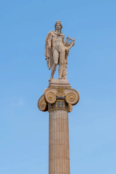 Athene Griekenland April 2023 Standbeeld Van God Apollo Voor Academie — Stockfoto