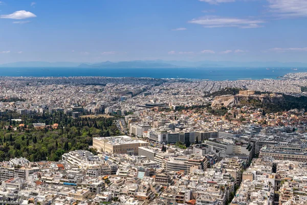 View Lycabettus Hill Viewpoint City Athens Greece Mediterranean Sea — Stock Photo, Image