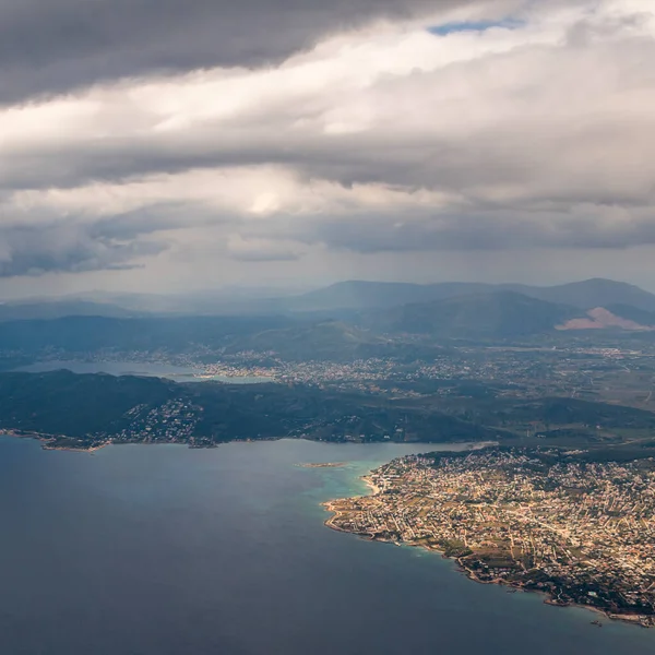 Kilátás Athén Földközi Tenger Repülőgépről — Stock Fotó