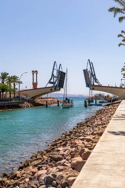Eilat Israel September 2022 Moshe Kol Memorial Bridge Vindbro Lyft — Stockfoto