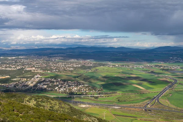 stock image View of the Jezreel Valley from the Carmel Mountain at Muhraqa viewpoint.