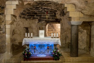 Nasıra, İsrail 24 Şubat 2023 Grotto 'da Annunciation Bazilikası, İsrail, Nasıra' daki Annunciation Kilisesi