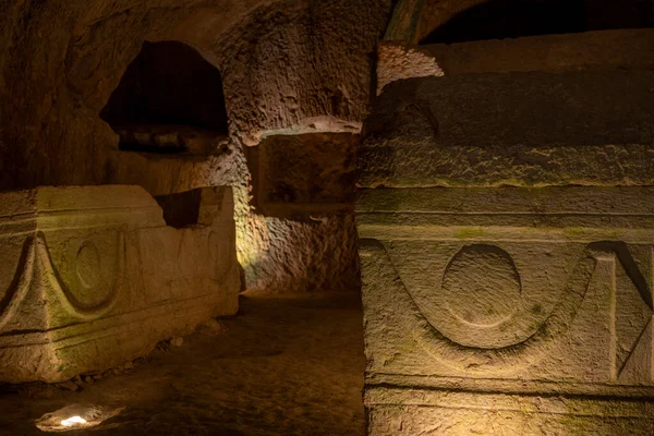 Kiryat Tivon 29 Eylül 2023 Kiryat Tivon, İsrail 'deki Bet She' arim 'de lahitli tabutların mağarası.