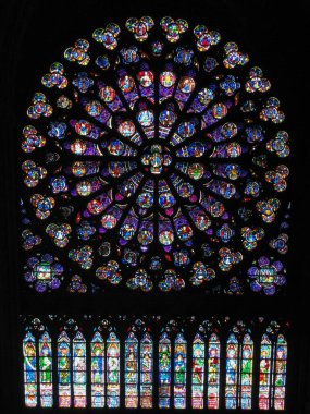 Paris , France 09-28-2009The beautiful stained glass windows in Notre Damme Cathedral In Paris, France years before the fire.