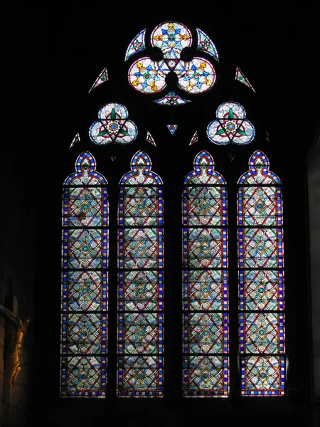 Paris , France 09-28-2009The beautiful stained glass windows in Notre Damme Cathedral In Paris, France years before the fire.