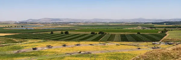 stock image The panoramic view from Tel Megiddo Nation Park of the Jezreel Valley in northern Israel.