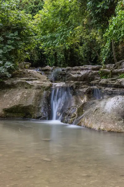 Nahal Hashofet Şelalesi, Ramat Menashe Ormanı İsrail 'deki Carmel dağ sırasının bir parçası..