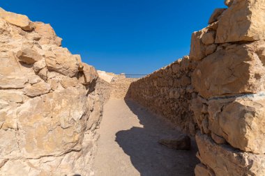 The ruins of the storerooms on Masada in the Judean Desert in Israel. clipart