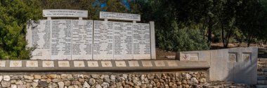 Sha 'ar Hagai, İsrail 1 Aralık 2024 Shaar Hagai' deki Machal Anıtı İsrail 'in Bağımsızlık Savaşı' nda hayatını kaybeden 123 Machal Gönüllüsü 'nün (119 erkek ve 4 kadın) isimlerini gösteriyor.).