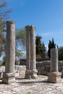 İsrail 'in kuzeyinde, Lübnan sınırı yakınlarındaki Bardaki Antik Barda Sinagog Hanımefendileri Ulusal Parkı..