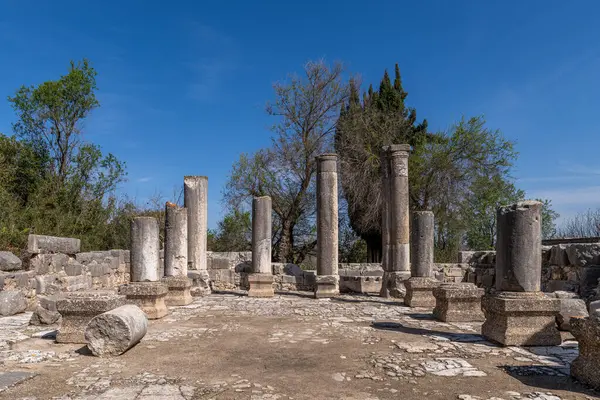 İsrail 'in kuzeyinde, Lübnan sınırı yakınlarındaki Bardaki Antik Barda Sinagog Hanımefendileri Ulusal Parkı..