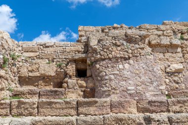 Caesarea, İsrail 'deki Akdeniz kıyısındaki antik Caesarea kalıntıları.