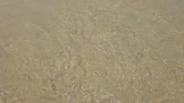 Strand Sand Vågor Och Fotspår Video High Definition Meter Höga — Stockvideo