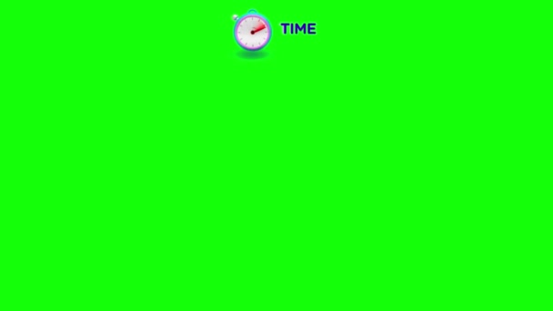 钟表时间 定时器动画 带有时间 周期标记 英文版本 是否有12个带有引发符的填充红条痕迹的标记 在英语中演变时间和完成时间 — 图库视频影像