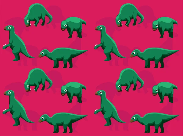 Zwierząt Dinozaur Iguanodon Stwarza Słodkie Postać Kreskówek Bezszwowy Tapety Tle — Wektor stockowy