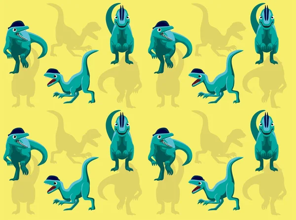 Dinozaur Dilophosaurus Postać Kreskówek Bezszwowa Tapeta Tło — Wektor stockowy