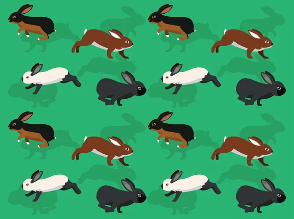 Animal Easter Rabbit Side View Running Set Character Seamless Wallpaper — Stock Vector
