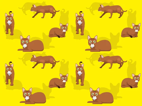 Abyssinia Kočka Roztomilý Znak Bezešvé Tapety Pozadí — Stockový vektor