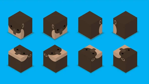 Animal Dice Character Animal Tapir Cartoon Vector — Stock vektor