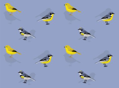 Bird Yellow Warbler Cartoon Character Seamless Wallpaper Background
