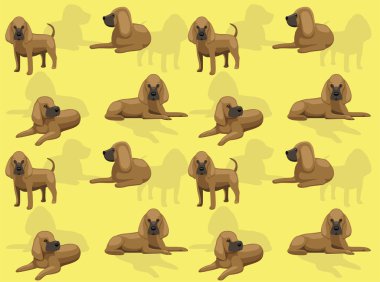 Dog Bloodhound Cartoon Poses Seamless Wallpaper Background