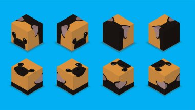 Animal Dice 3D Character Animal German Shepherd Dog Cartoon Vector