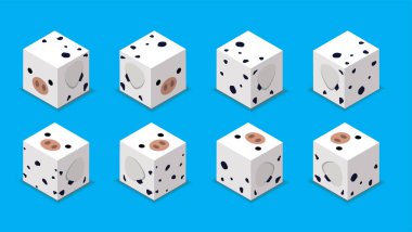 Animal Dice 3D Character Animal Spotted Pig Cartoon Vector
