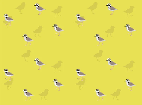 Fågel Plover Walking Söt Tecknad Poses Sömlös Bakgrundsbild — Stock vektor